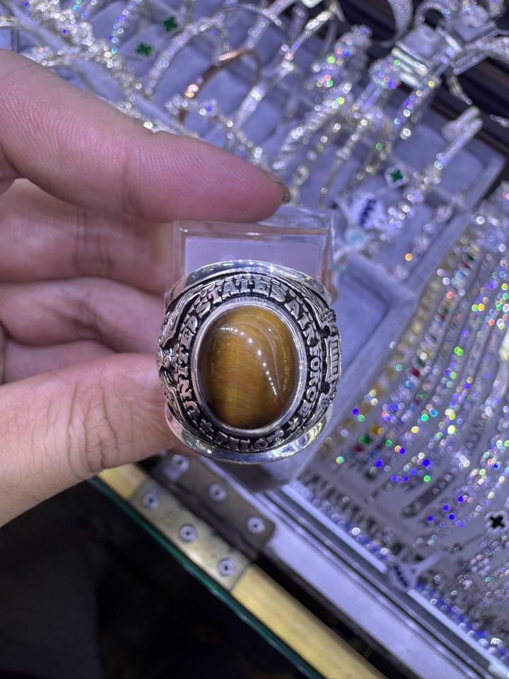 Nhẫn Mỹ Đá Mắt Hổ N20 PT-790909-duoc-ban-tai-Kim Cường Jewelry