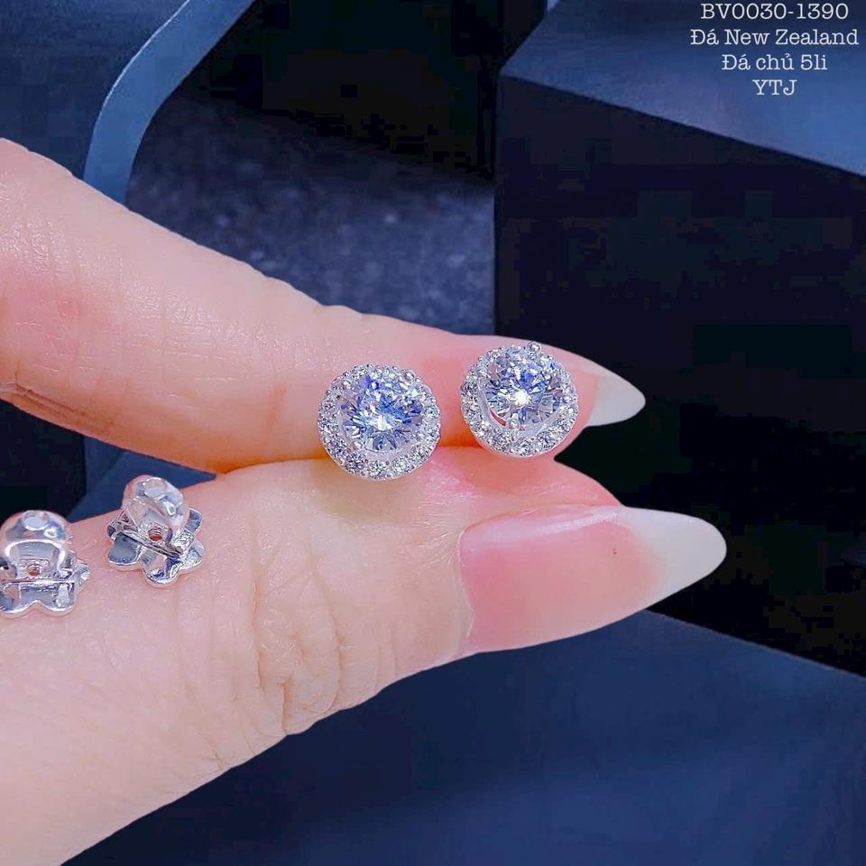 Bông Xoàn New zealand Halo Tròn Chủ 5li Viền 1,25 Li Khoá Vặn YTM-83901-duoc-ban-tai-Kim Cường Jewelry