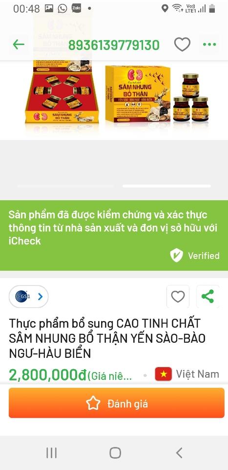 SÂM NHUNG BỔ THẬN YẾN SÀO BÀO NGƯ HÀO BIỂN  -duoc-ban-tai-QUÀ TẶNG MỸ PHẨM HOA