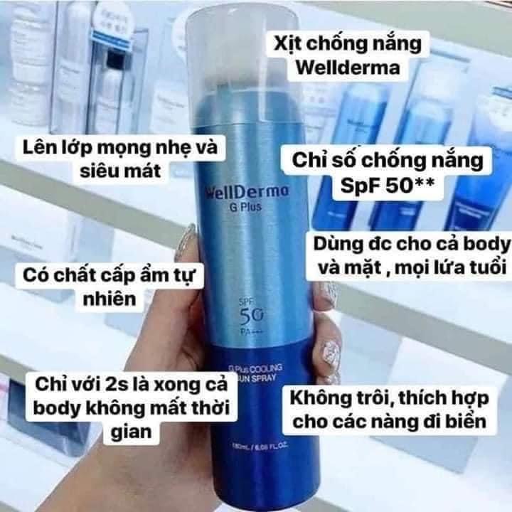 XỊT CHỐNG NẮNG WELLDERMA G PLUS COOLING SUN SPRAY 180mL-duoc-ban-tai-UMEE COSMETICS - MAHHA CLOSET