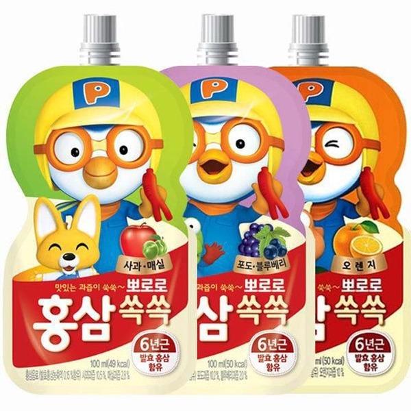 NƯỚC UỐNG HỒNG SÂM TRÁI CÂY PORORO HÀN QUỐC 100ML 3Y+-duoc-ban-tai-BỐNG XINH 135 QUY HOÁ