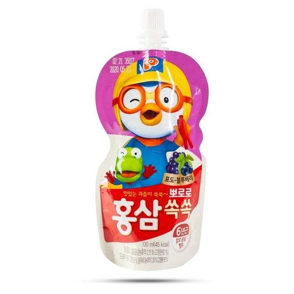 NƯỚC UỐNG HỒNG SÂM TRÁI CÂY PORORO HÀN QUỐC 100ML 3Y+-duoc-ban-tai-BỐNG XINH 135 QUY HOÁ