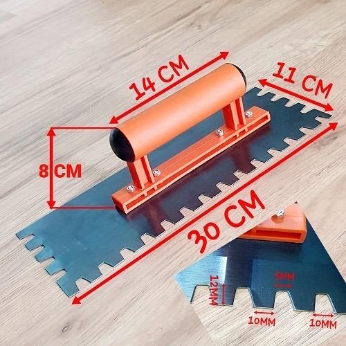 Bay Chà Thép Chữ Nhật 30x11cm Rãnh 3 Cạnh Hoặc 2 Cạnh Kề Răng Cưa Lớn 1x1cm Cán Nhựa Thi Công Ốp Lát Gạch-duoc-ban-tai-Keo Giá Rẻ Chi Nhánh Miền Đông