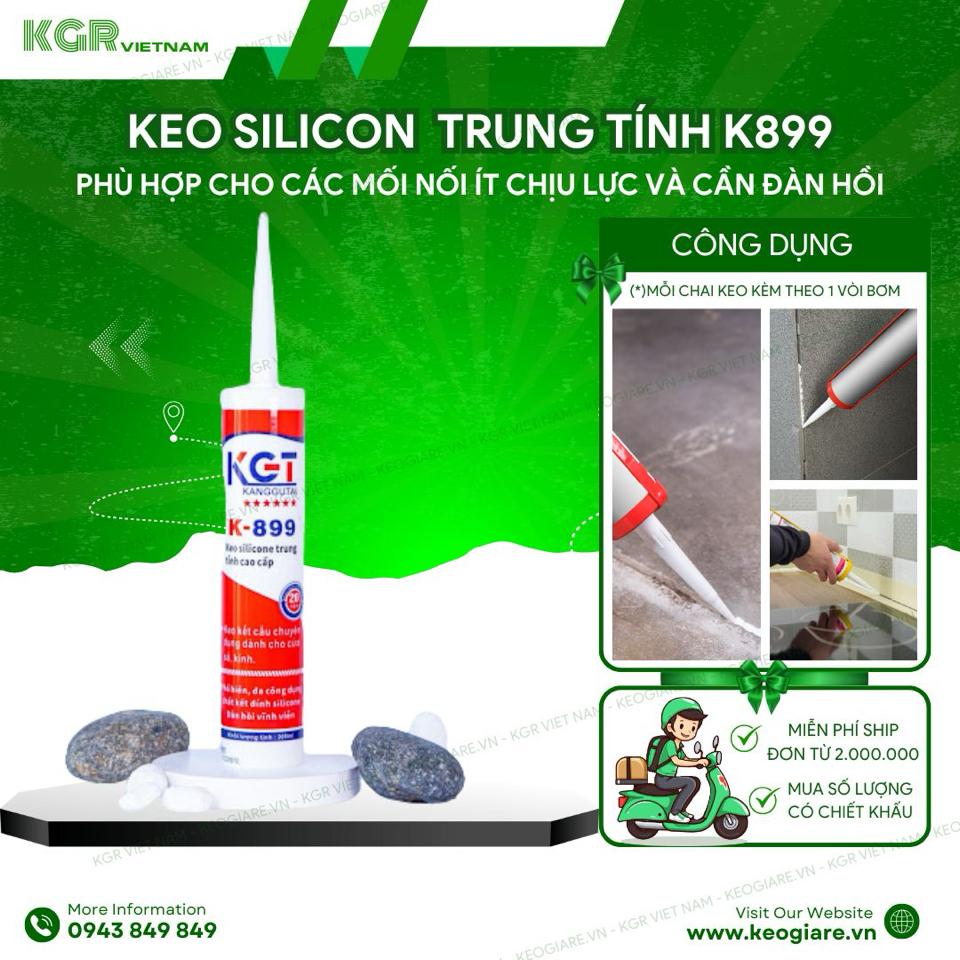 Keo Silicon trung tính cao cấp KGT K899-duoc-ban-tai-Keo Giá Rẻ Chi Nhánh Miền Đông