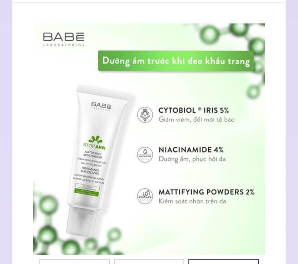 Kem kiềm dầu, mụn Babe mattifying Moisturizing 50ml-duoc-ban-tai-Thẩm mỹ da Bs.Loan