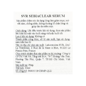 Serum Sebiaclear SVR Làm Giảm Mụn, Mờ Nám, Làm Mềm Mịn Da 30ml -duoc-ban-tai-Thẩm mỹ da Bs.Loan