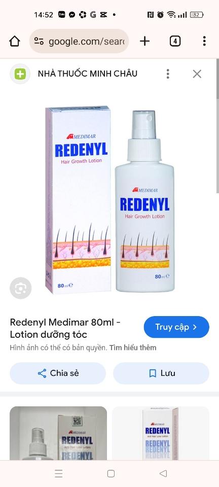 chai xịt redenyl lotion hộp 80ml kích thích mọc tóc-duoc-ban-tai-Thẩm mỹ da Bs.Loan