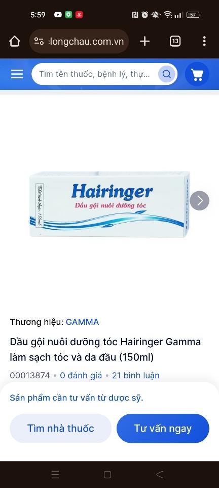 Dầu Gội Nuôi Dưỡng Tóc HAIRINGER 150ml-duoc-ban-tai-Thẩm mỹ da Bs.Loan