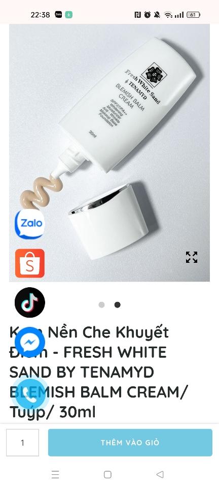 Kem Nền Che Khuyết Điểm - FRESH WHITE SAND BY TENAMYD BLEMISH BALM CREAM/ Tuýp/ 30ml-duoc-ban-tai-Thẩm mỹ da Bs.Loan