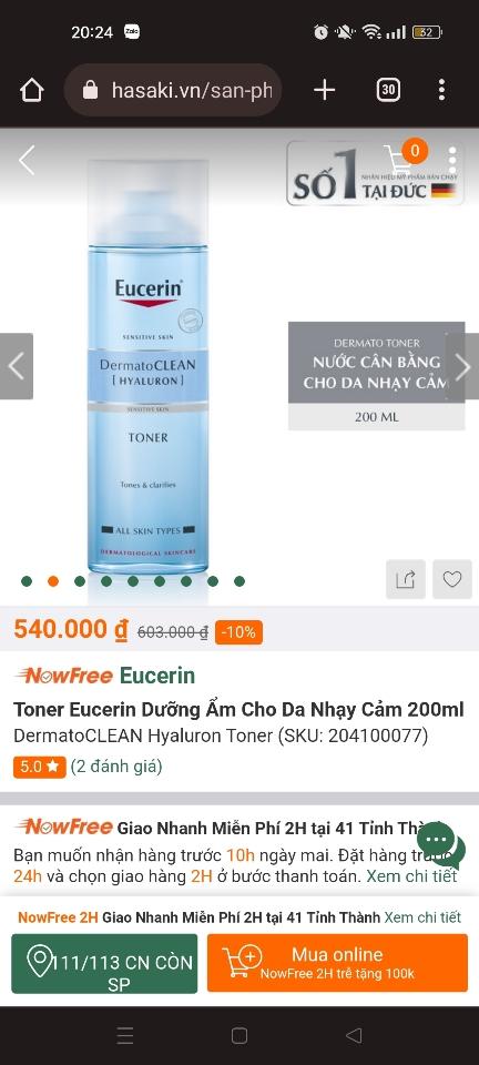Toner eucerin da nhạy cảm-duoc-ban-tai-Thẩm mỹ da Bs.Loan
