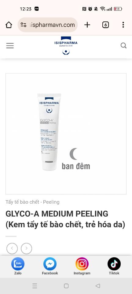Kem tẩy tế bào chết, trẻ hóa da isis pharma 30ml GLYCO-A MEDIUM PEELING 
-duoc-ban-tai-Thẩm mỹ da Bs.Loan