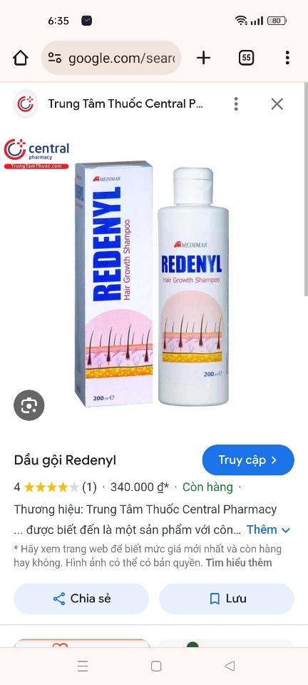 Dầu gội Redenyl kích thích mọc tóc, trị gàu 200ml-duoc-ban-tai-Thẩm mỹ da Bs.Loan