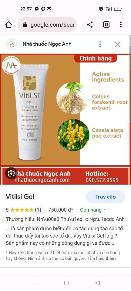 vitilsi gel bạch biến-duoc-ban-tai-Thẩm mỹ da Bs.Loan