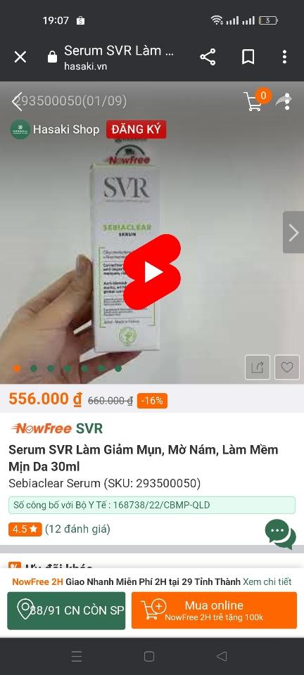 Kem dưỡng niacinamide SVR-duoc-ban-tai-Thẩm mỹ da Bs.Loan