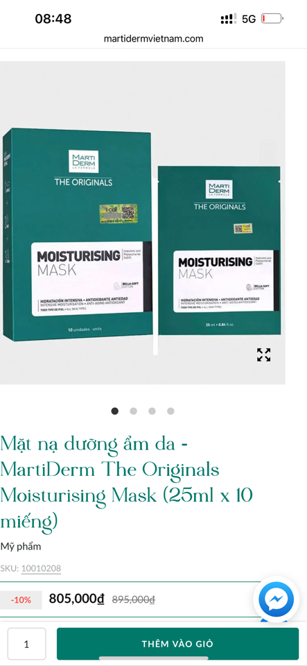 Mặt nạ dưỡng ẩm da - MartiDerm The Originals Moisturising Mask (25ml x 10 miếng)-duoc-ban-tai-Thẩm mỹ da Bs.Loan