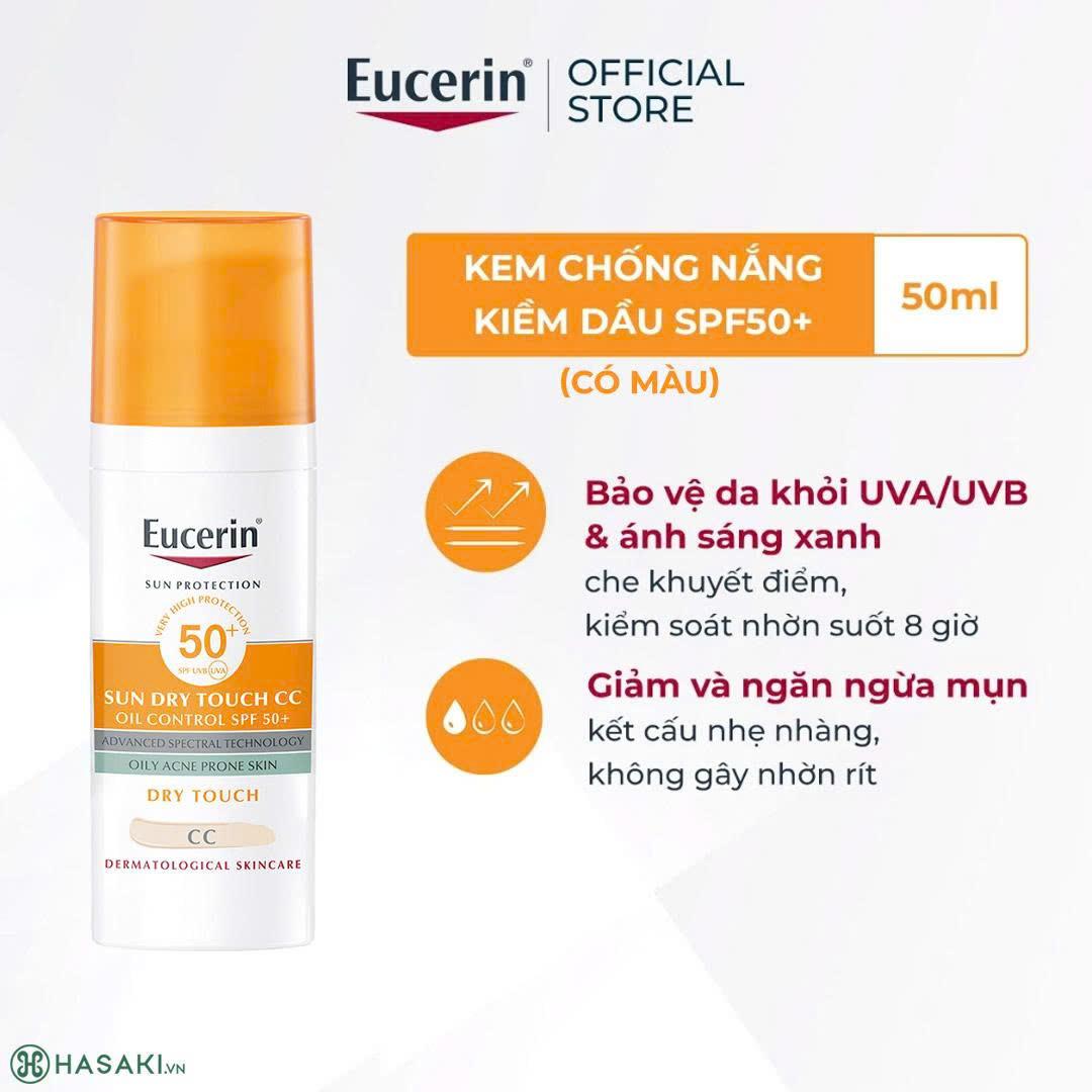 Kem Chống Nắng Eucerin Kiềm Dầu (Có Màu) 50ml Sun Dry Touch CC Oil Control SPF 50+-duoc-ban-tai-Thẩm mỹ da Bs.Loan