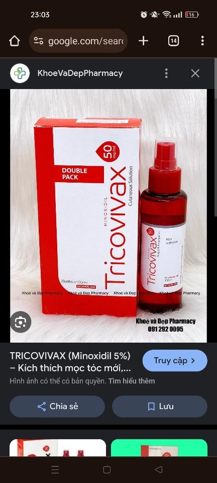 Minoxidil 5% Tricovivax - Kích Thích Mọc Tóc-duoc-ban-tai-Thẩm mỹ da Bs.Loan