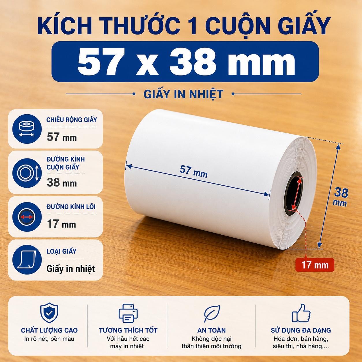 Giấy In Nhiêt Khổ K57x38mm, Giấy Có Bọc Bạc-duoc-ban-tai-Cửa Hàng Thanh Tuấn
