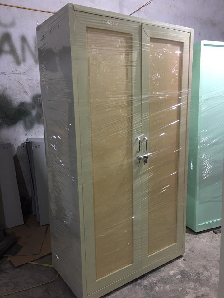 Tủ quần áo sơn tĩnh điện GOLDSUN Loại 2 buồng-duoc-ban-tai-GOLDSUN - TỦ THÉP, GIƯỜNG THÉP, BÀN HỌC THÉP VÂN GỖ