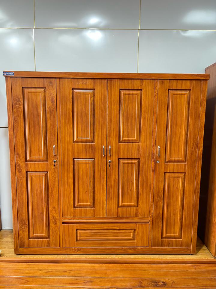 Tủ quần áo 4 cánh ngăn kéo cánh huỳnh -duoc-ban-tai-GOLDSUN - TỦ THÉP, GIƯỜNG THÉP, BÀN HỌC THÉP VÂN GỖ