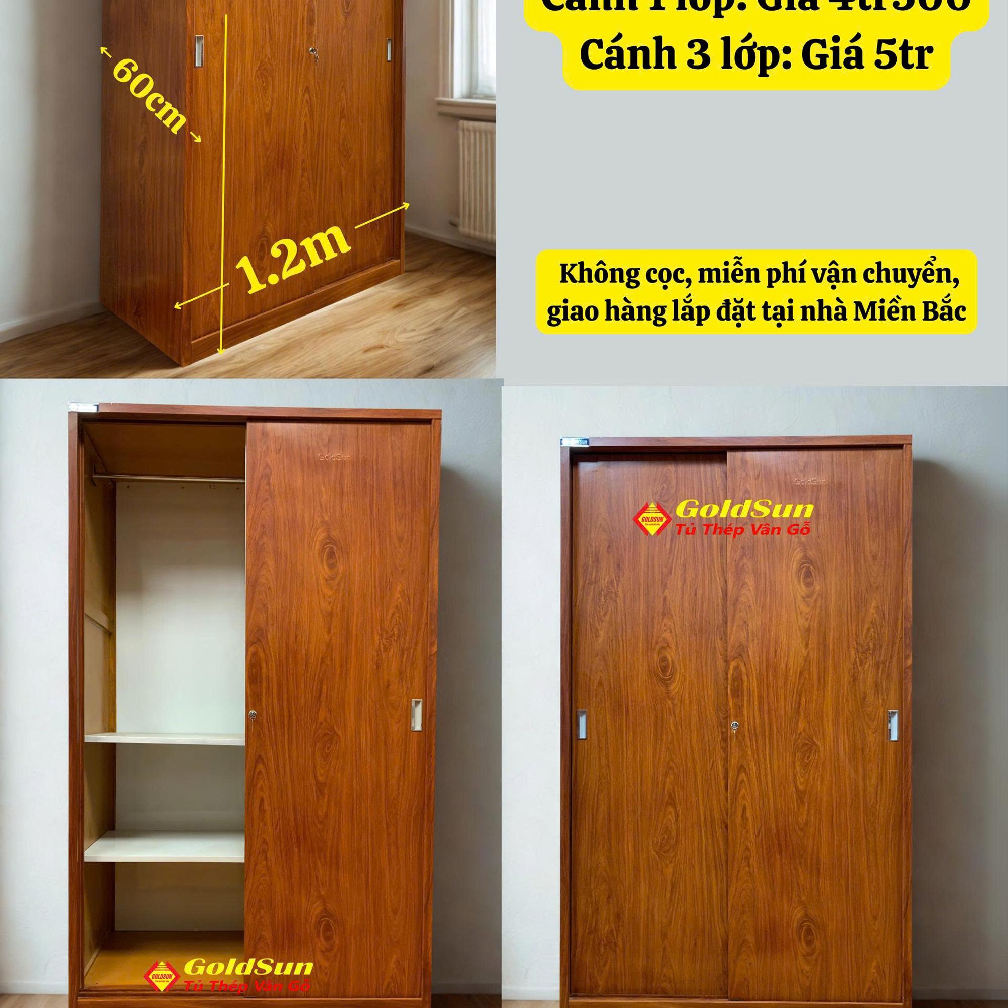 Tủ M5-2 cánh lùa-duoc-ban-tai-GOLDSUN - TỦ THÉP, GIƯỜNG THÉP, BÀN HỌC THÉP VÂN GỖ