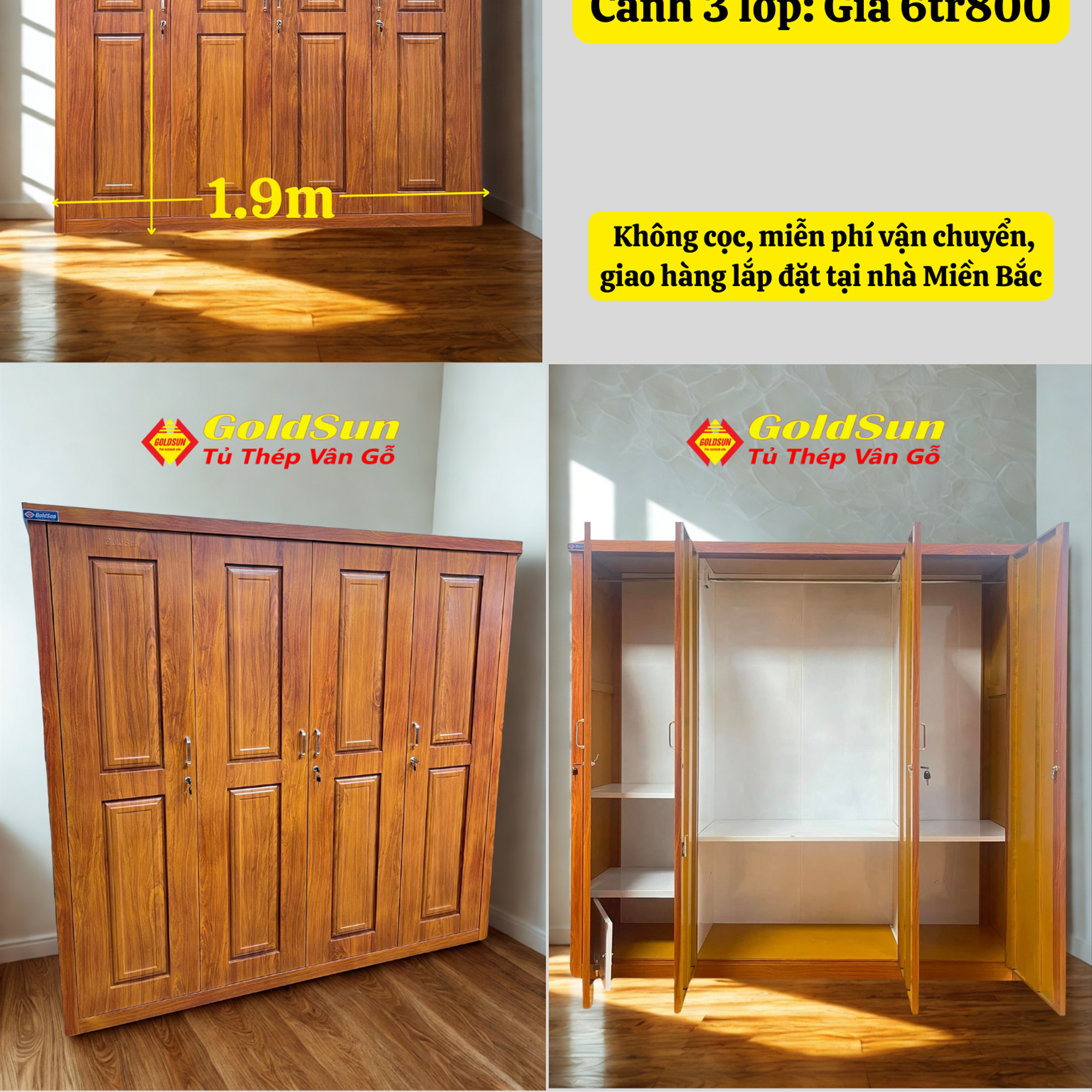Tủ M5-4 cánh huỳnh-duoc-ban-tai-GOLDSUN - TỦ THÉP, GIƯỜNG THÉP, BÀN HỌC THÉP VÂN GỖ