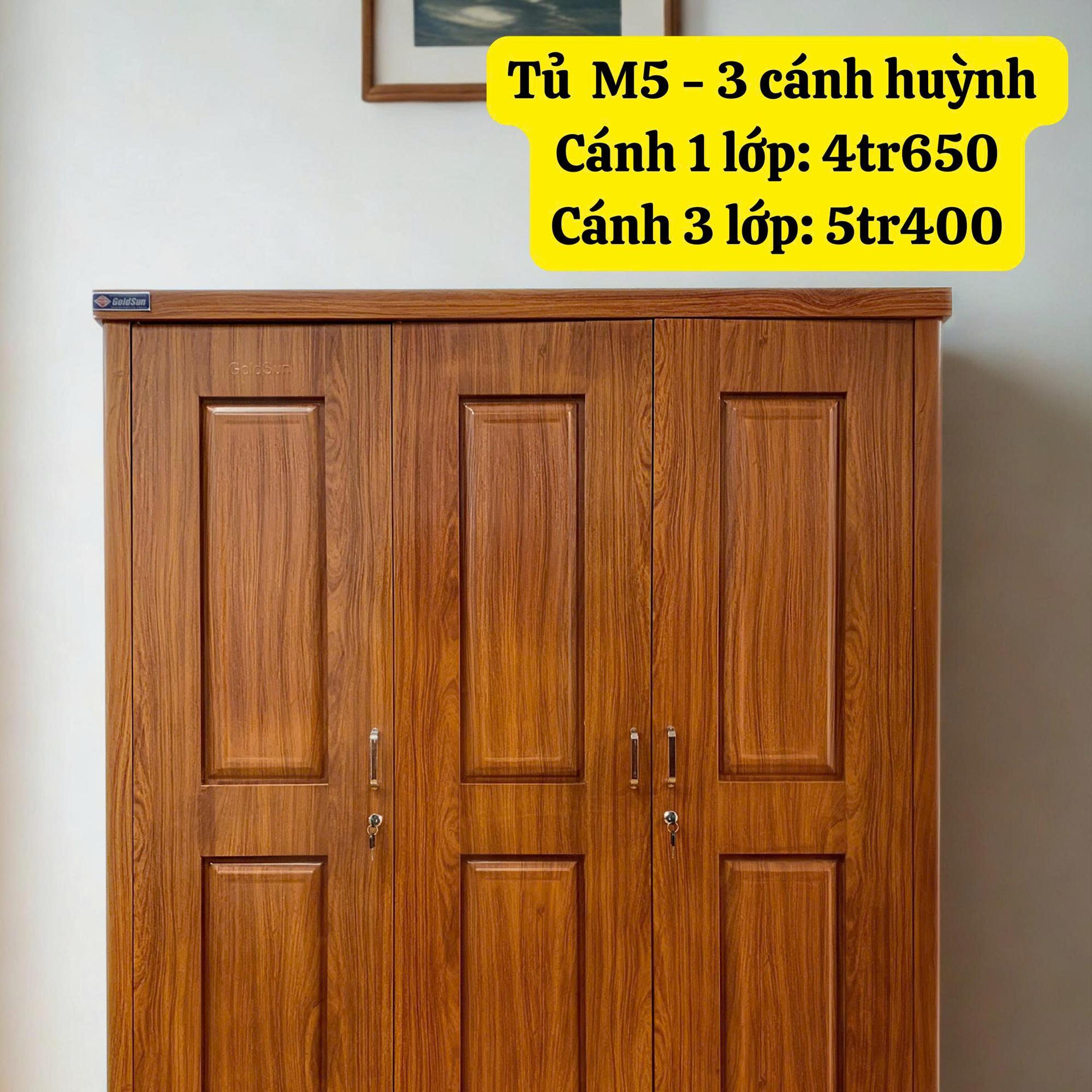 Tủ M5-3 cánh huỳnh-duoc-ban-tai-GOLDSUN - TỦ THÉP, GIƯỜNG THÉP, BÀN HỌC THÉP VÂN GỖ