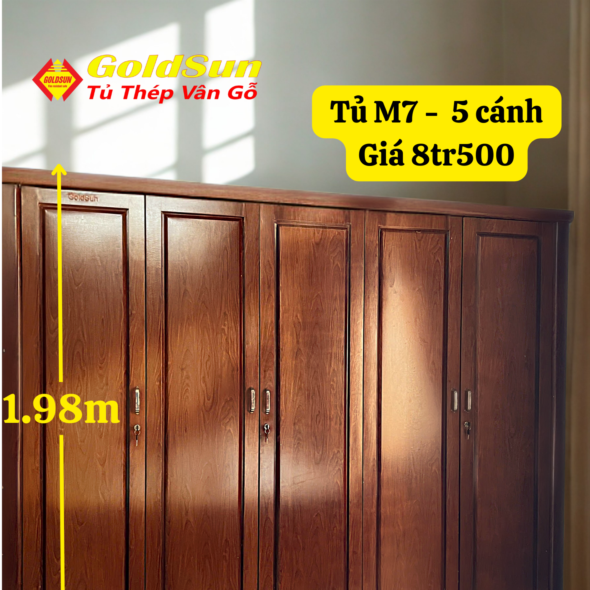 Tủ M7-5 cánh-duoc-ban-tai-GOLDSUN - TỦ THÉP, GIƯỜNG THÉP, BÀN HỌC THÉP VÂN GỖ