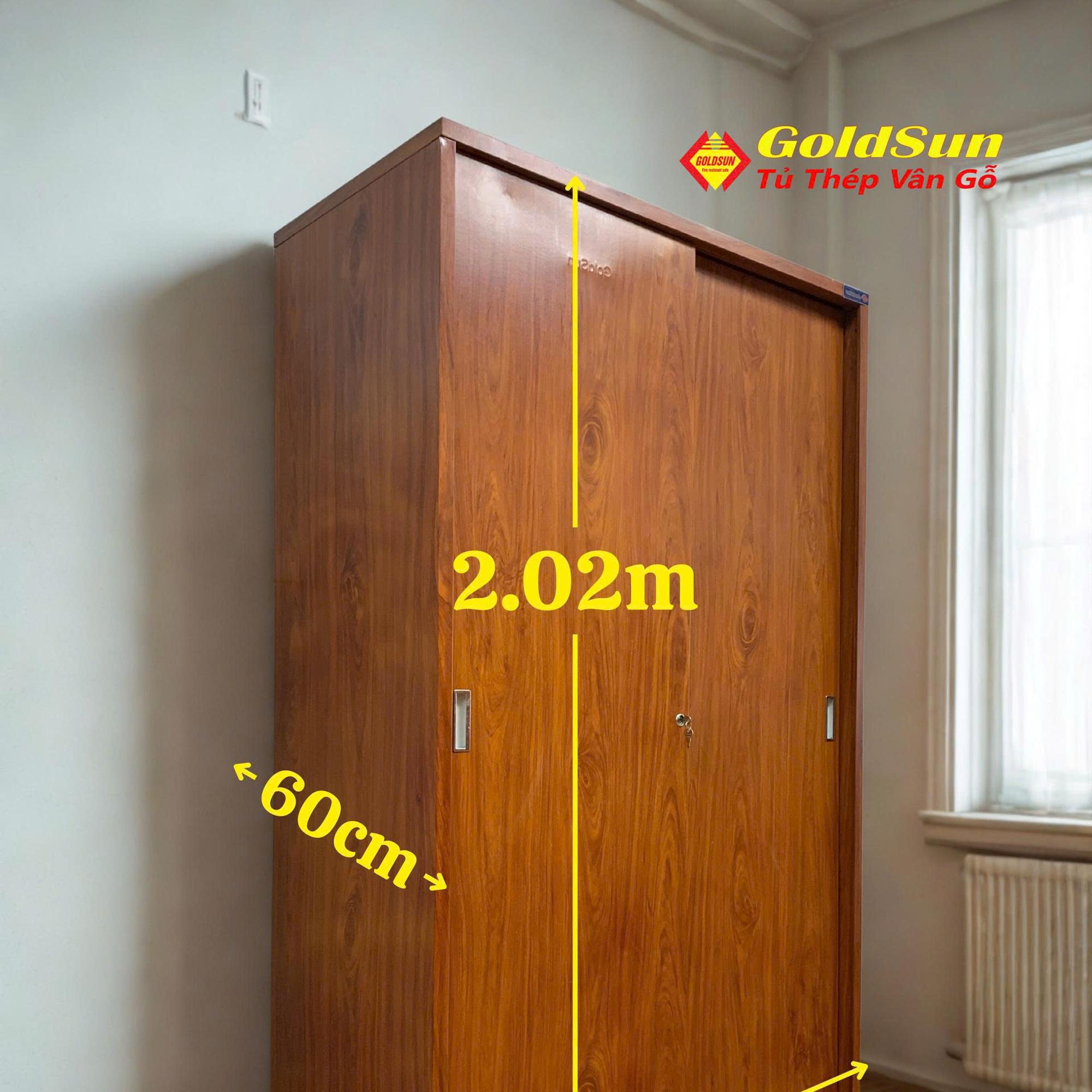 Tủ M5-2 cánh lùa-duoc-ban-tai-GOLDSUN - TỦ THÉP, GIƯỜNG THÉP, BÀN HỌC THÉP VÂN GỖ