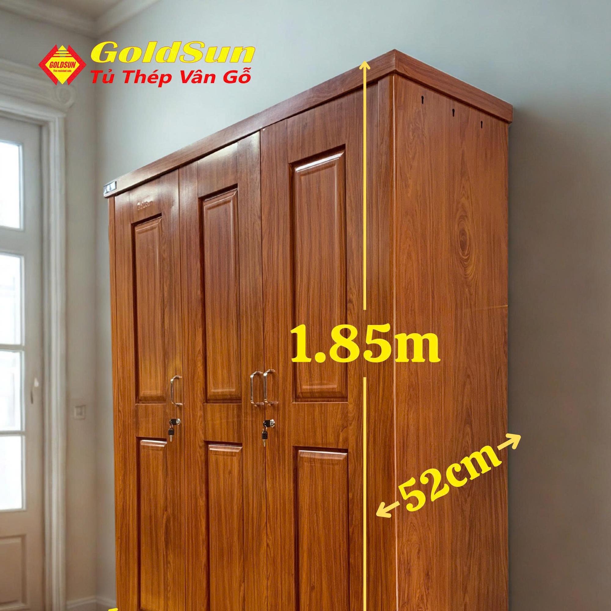 Tủ M5-3 cánh huỳnh-duoc-ban-tai-GOLDSUN - TỦ THÉP, GIƯỜNG THÉP, BÀN HỌC THÉP VÂN GỖ