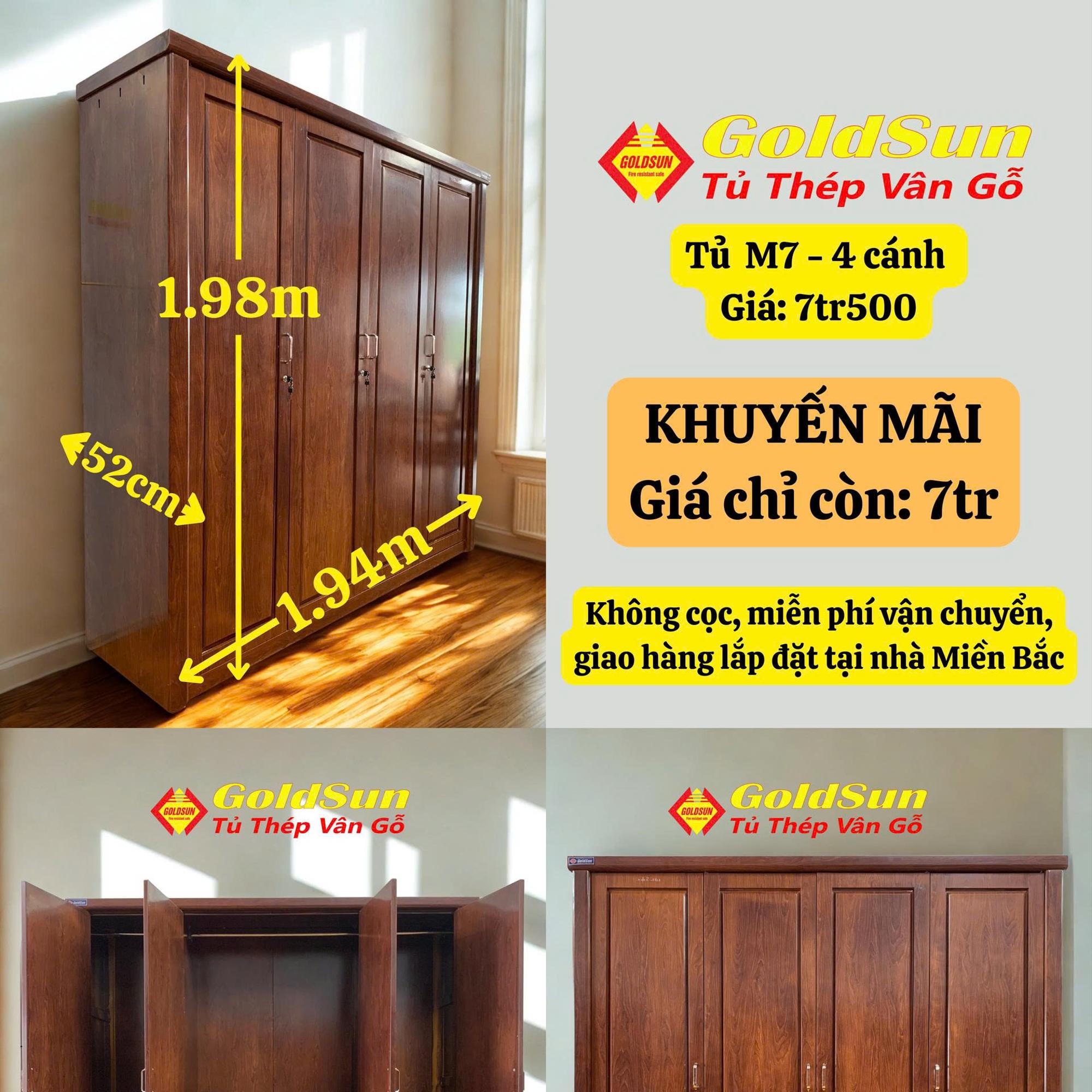 Tủ M7-4 cánh-duoc-ban-tai-GOLDSUN - TỦ THÉP, GIƯỜNG THÉP, BÀN HỌC THÉP VÂN GỖ