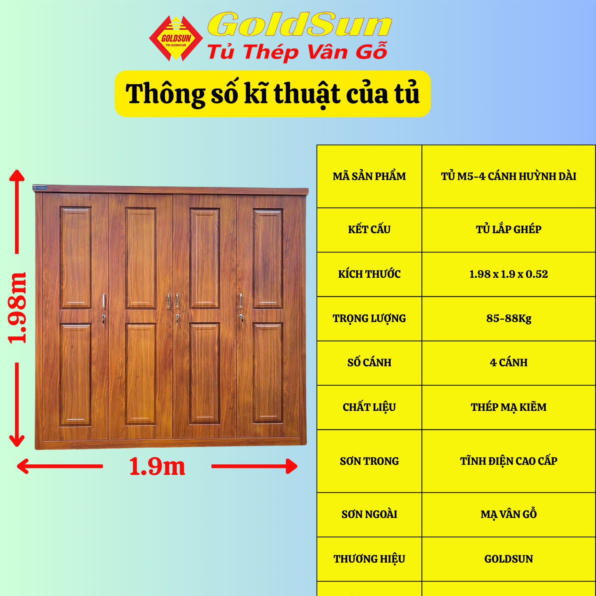 Tủ M5-4 cánh huỳnh-duoc-ban-tai-GOLDSUN - TỦ THÉP, GIƯỜNG THÉP, BÀN HỌC THÉP VÂN GỖ