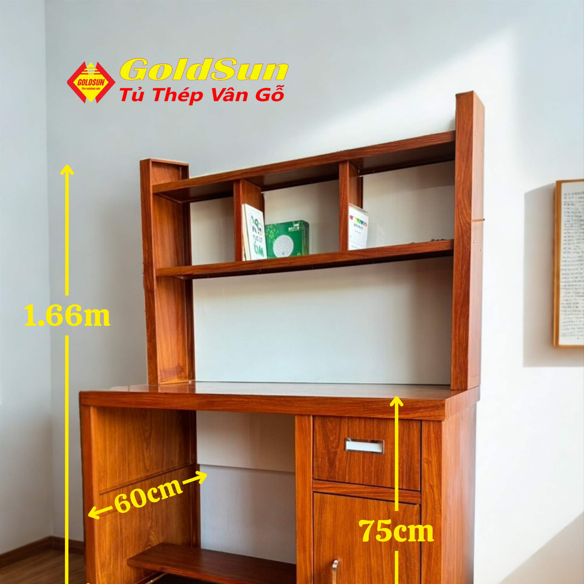 Bàn học Sinh rộng 60cm x 1,6m cao 1,65m-duoc-ban-tai-GOLDSUN - TỦ THÉP, GIƯỜNG THÉP, BÀN HỌC THÉP VÂN GỖ