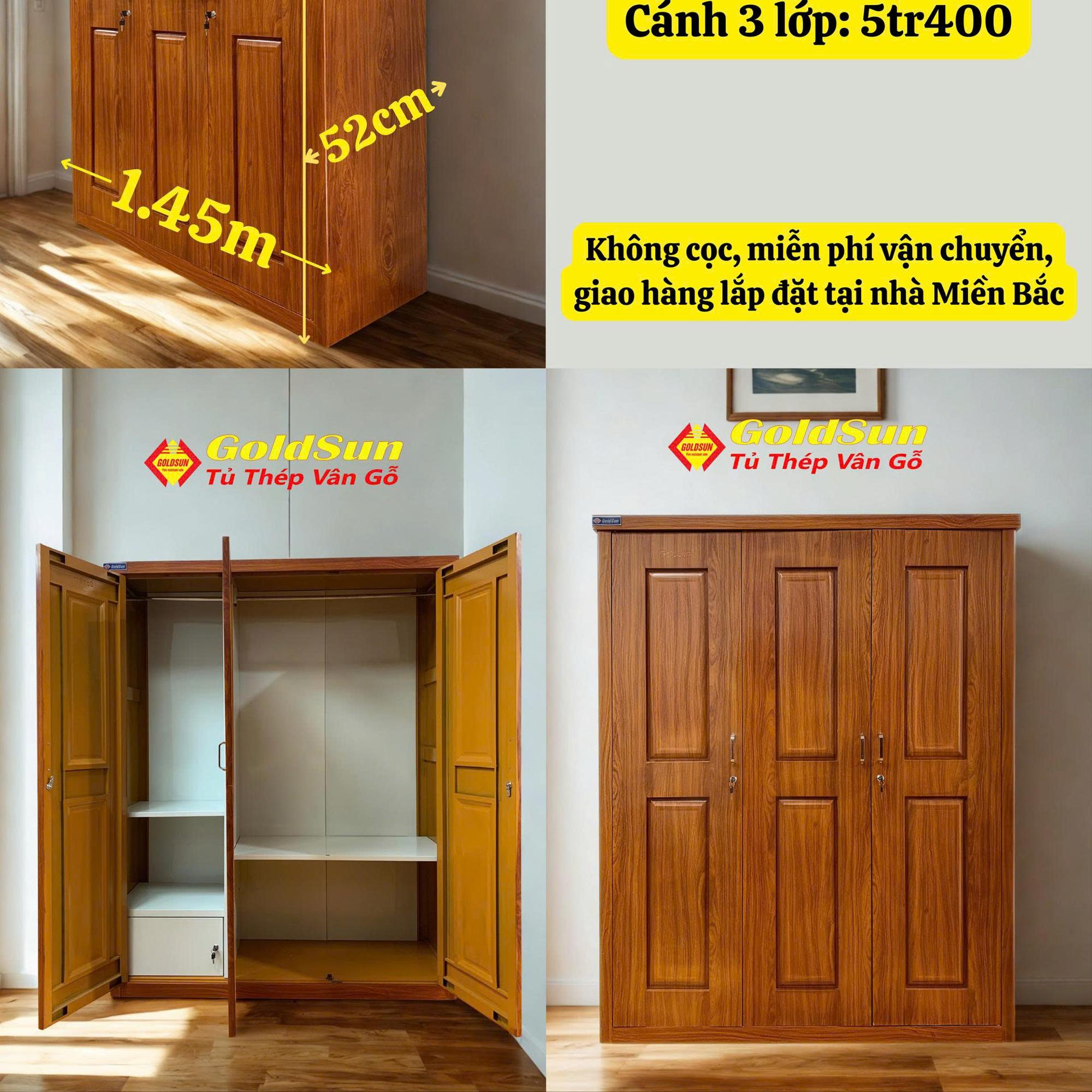 Tủ M5-3 cánh huỳnh-duoc-ban-tai-GOLDSUN - TỦ THÉP, GIƯỜNG THÉP, BÀN HỌC THÉP VÂN GỖ