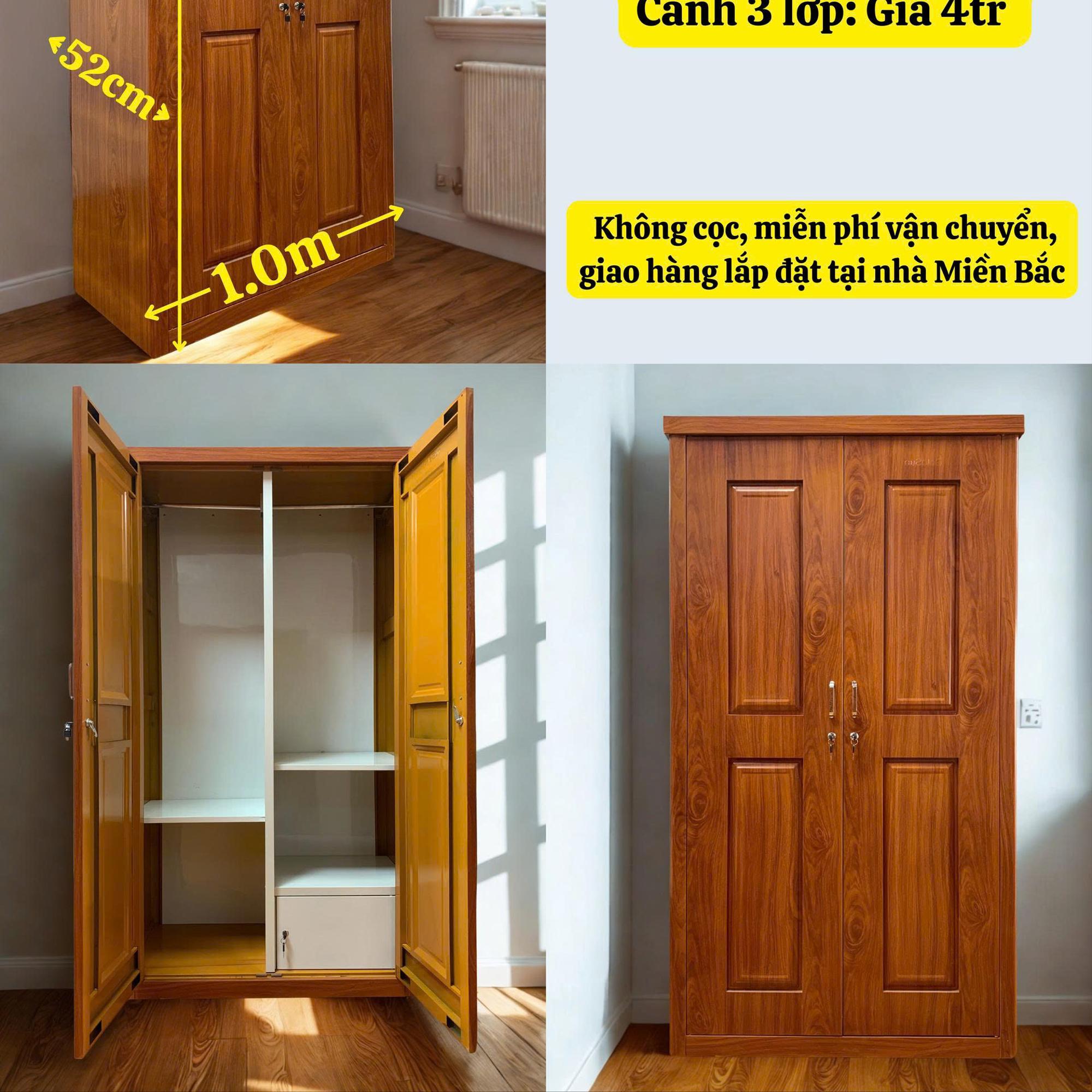 Tủ M5-2 cánh phẳng 1m-duoc-ban-tai-GOLDSUN - TỦ THÉP, GIƯỜNG THÉP, BÀN HỌC THÉP VÂN GỖ
