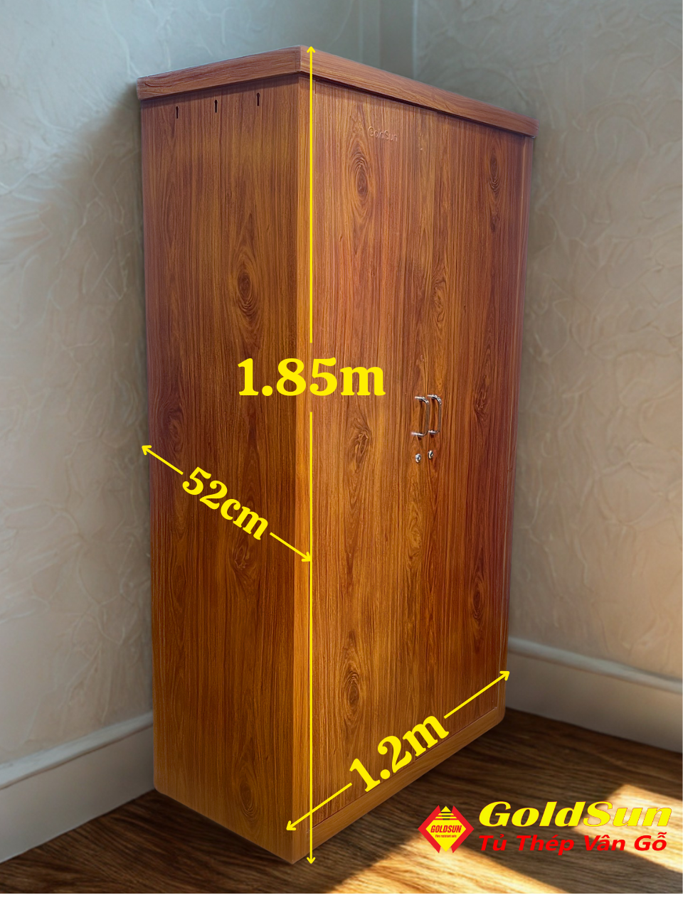 Tủ M5-2 cánh huỳnh 1m2-duoc-ban-tai-GOLDSUN - TỦ THÉP, GIƯỜNG THÉP, BÀN HỌC THÉP VÂN GỖ