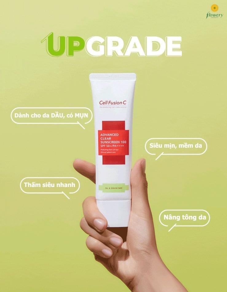 Kem chống nắng kiềm dầu tốt cho da mụn Cell Fusion C Clear -duoc-ban-tai-N.L Shop