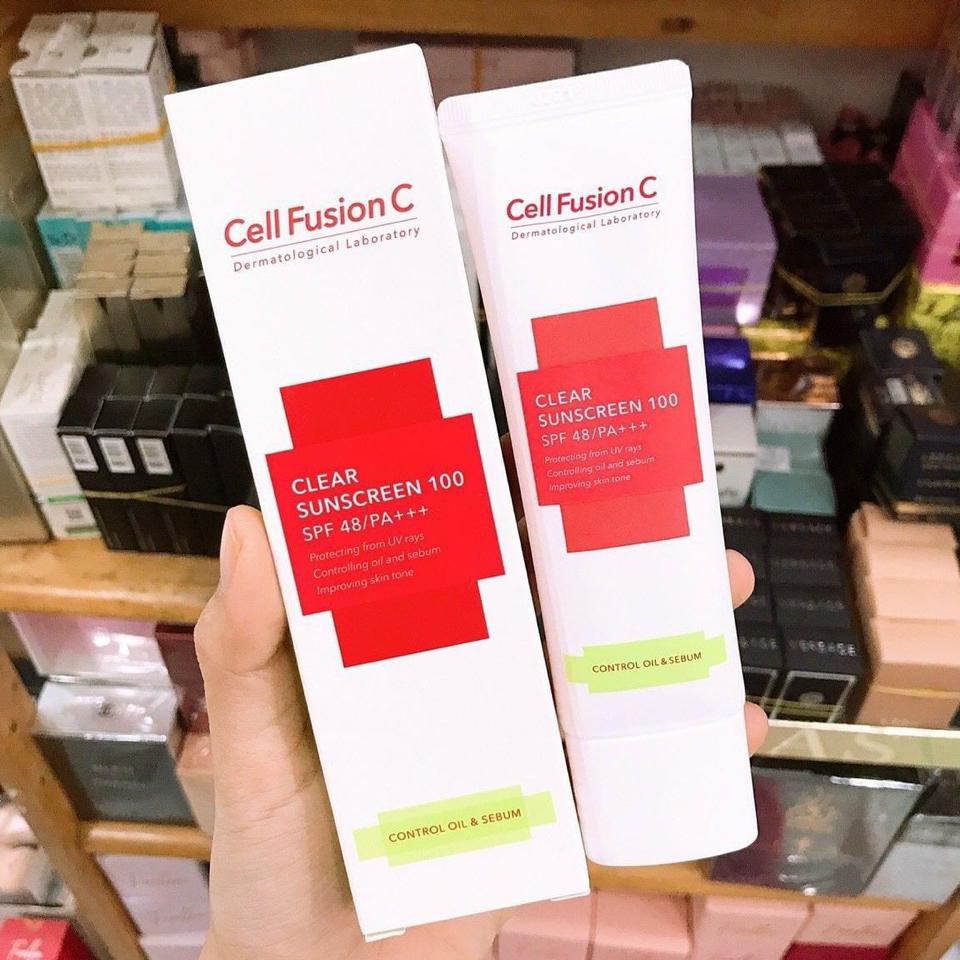 Kem chống nắng kiềm dầu tốt cho da mụn Cell Fusion C Clear -duoc-ban-tai-N.L Shop