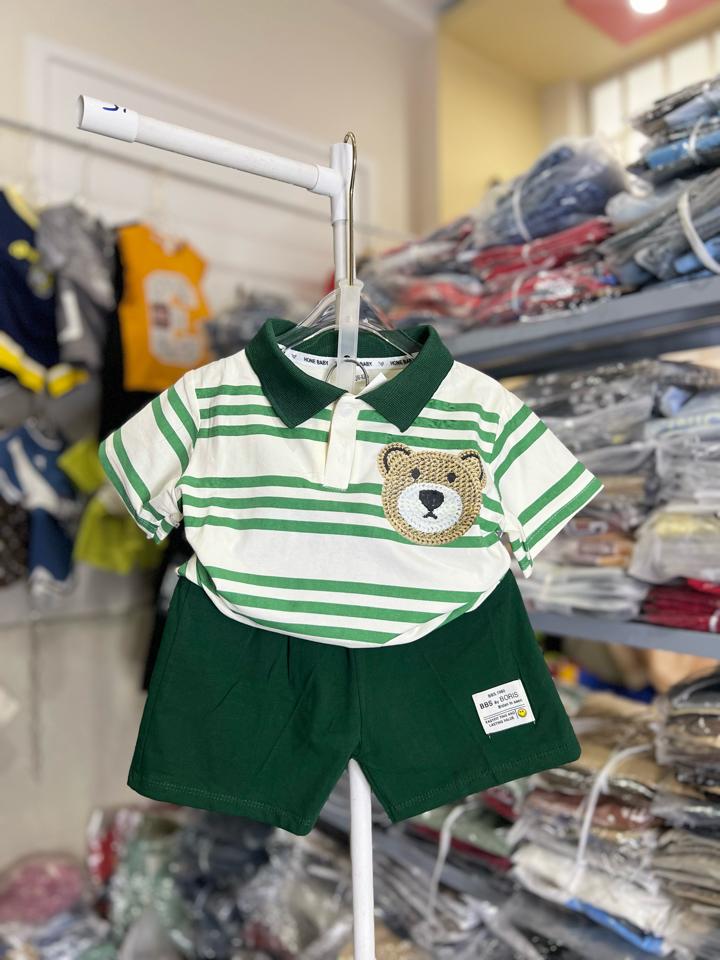 Bộ polo gấu kẻ xanh Q.H kids-duoc-ban-tai-Quỳnh Shop Kids