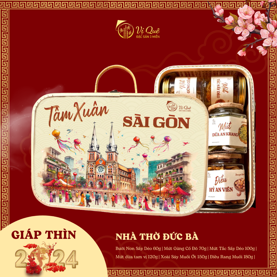 Giỏ quà tết 2024 Vị Quê - Quà tặng tết -TÂM XUÂN SÀI GÒN - Nhà Thờ Đức Bà-duoc-ban-tai-Vị Quê - Quà Tặng Đặc Sản