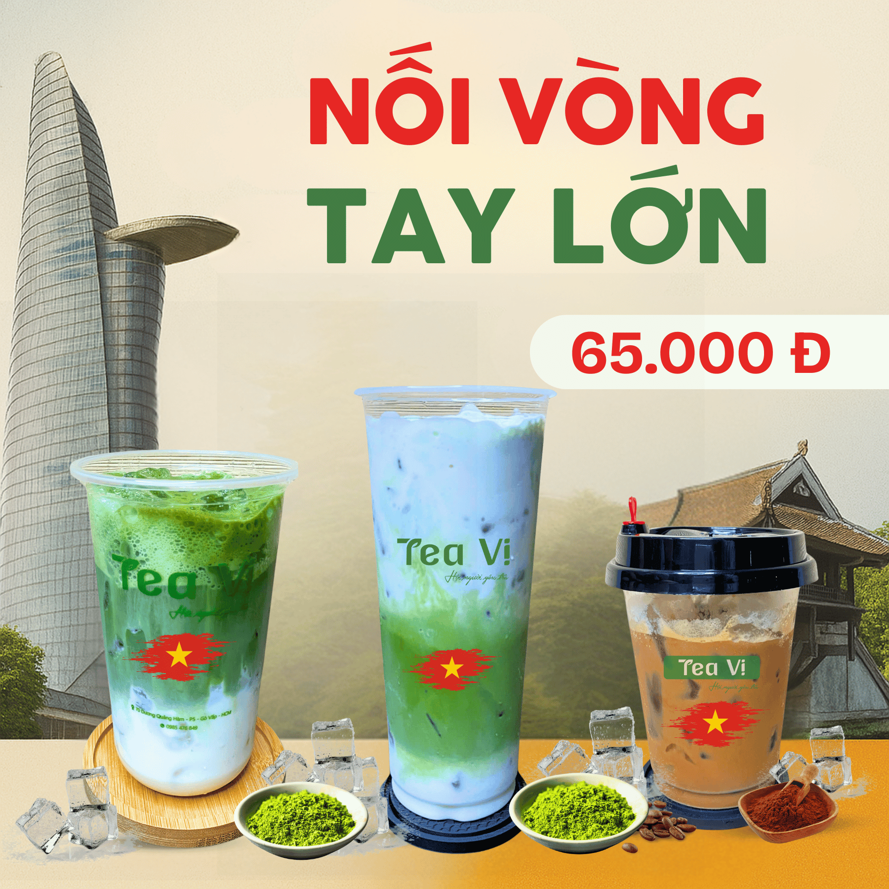 Nối Vòng Tay Lớn (Matcha Latte + Matcha Kem Sữa Dừa + Cà phê sữa)-duoc-ban-tai-Tea Vị
