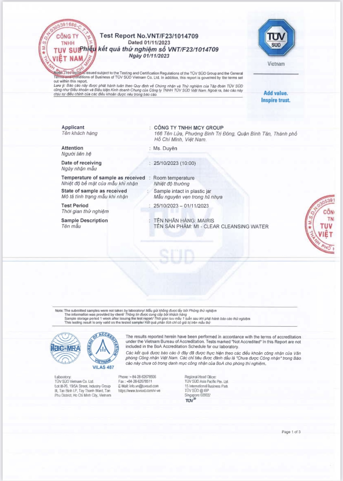 (Freeship)TẨY TRANG MI-CLEAR MAIRIS tặng hộp bông tẩy trang-duoc-ban-tai-TEC