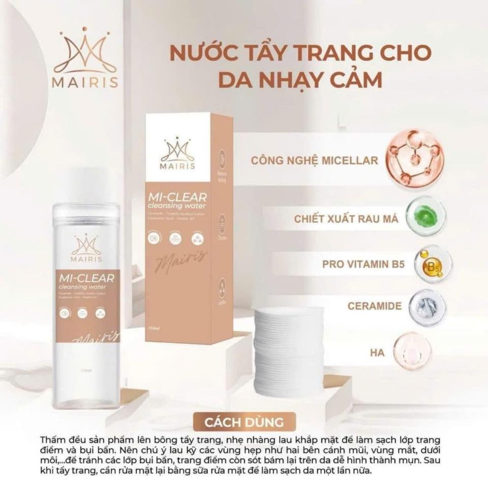 (Freeship)TẨY TRANG MI-CLEAR MAIRIS tặng hộp bông tẩy trang-duoc-ban-tai-TEC