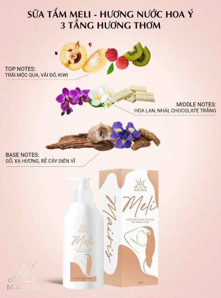 (Freeship)SỮA TẮM MELI 200G MAIRIS . Tặng tẩy da chết body muối hồng himalaya 150g-duoc-ban-tai-TEC