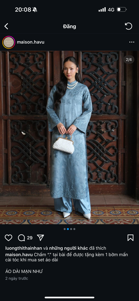 Áo dài Maison.havu xanh-duoc-ban-tai-JANADE - CHO THUÊ ĐẦM