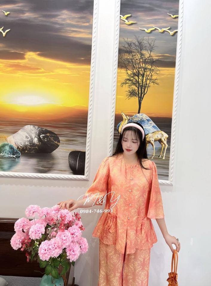 Hàng thiết kế độc quyền Tơ tằm nguyên set tiểu thư tay lỡ cao cấp-duoc-ban-tai-Tiệm M&Y- Tâm An Lành- Pháp phục thiết kế, may đo riêng