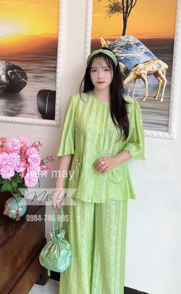 Hàng thiết kế độc quyền Tơ tằm nguyên set tiểu thư tay lỡ cao cấp-duoc-ban-tai-Tiệm M&Y- Tâm An Lành- Pháp phục thiết kế, may đo riêng