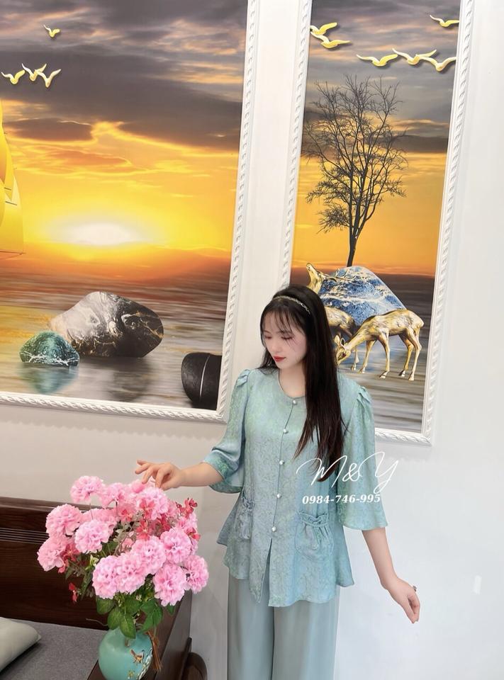 Hàng thiết kế độc quyền Tơ tằm nguyên set tiểu thư tay lỡ cao cấp-duoc-ban-tai-Tiệm M&Y- Tâm An Lành- Pháp phục thiết kế, may đo riêng
