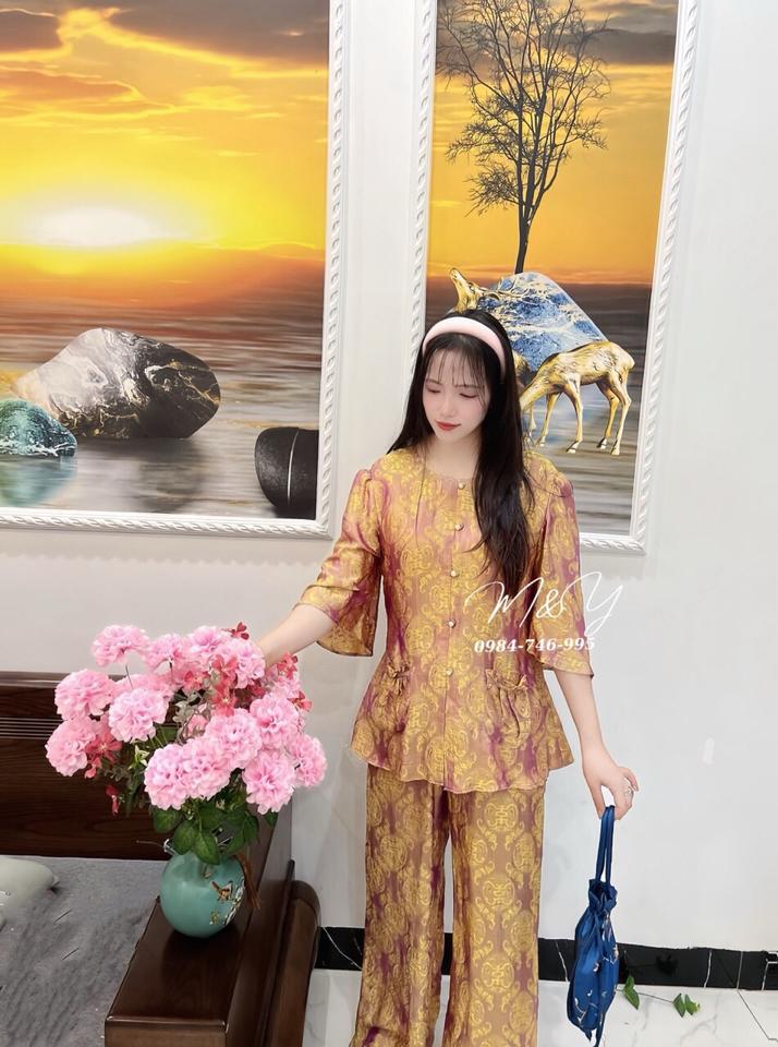 Hàng thiết kế độc quyền Tơ tằm nguyên set tiểu thư tay lỡ cao cấp-duoc-ban-tai-Tiệm M&Y- Tâm An Lành- Pháp phục thiết kế, may đo riêng