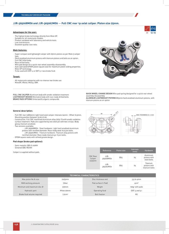 Heo thắng J.Juan Racing 2pis đối xứng D25mm billet cnc 2 mảnh-duoc-ban-tai-KENEIAN PARTS